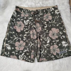 Vintage Gotcha Olive Green Tropical | Hawaiian Swim Trunks, 38